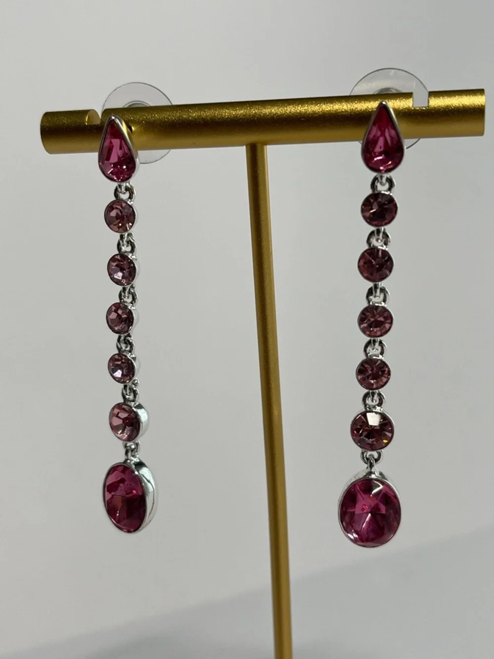 Vintage Y2K Givenchy pink crystal drop dangle earrings